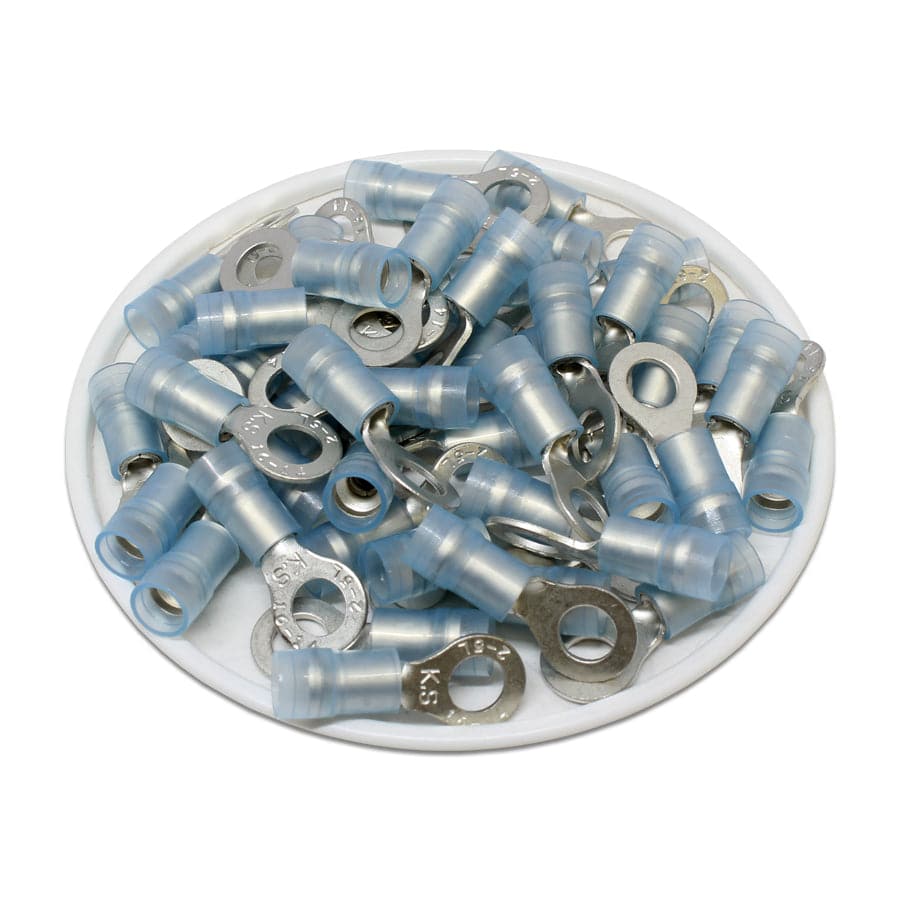 RNYDL2-5 - Double Crimp Nylon Ring Terminals - 16-14 AWG - #10 Stud
