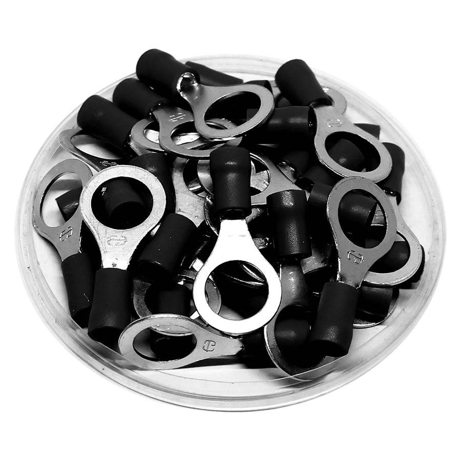 RV3-10 - 14 to 12 AWG Vinyl PVC Insulated Ring Terminals, 3/8" Stud, 100 Pieces