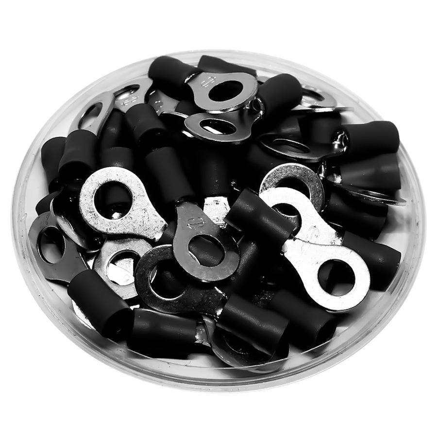 RV3-6 - 14 to 12 AWG PVC Vinyl Insulated Ring Terminals, 1/4" Stud, 100 Pieces