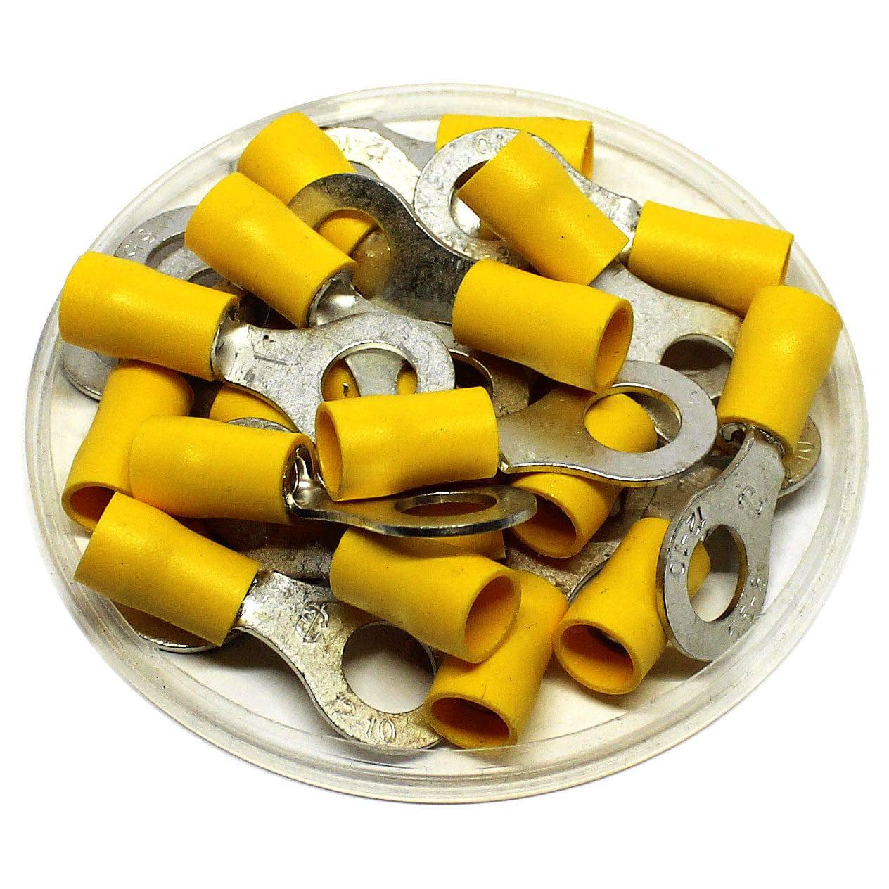RV5-8 - 12 to 10 AWG PVC Vinyl Insulated Ring Terminals, 5/16" Stud, 50 Pieces
