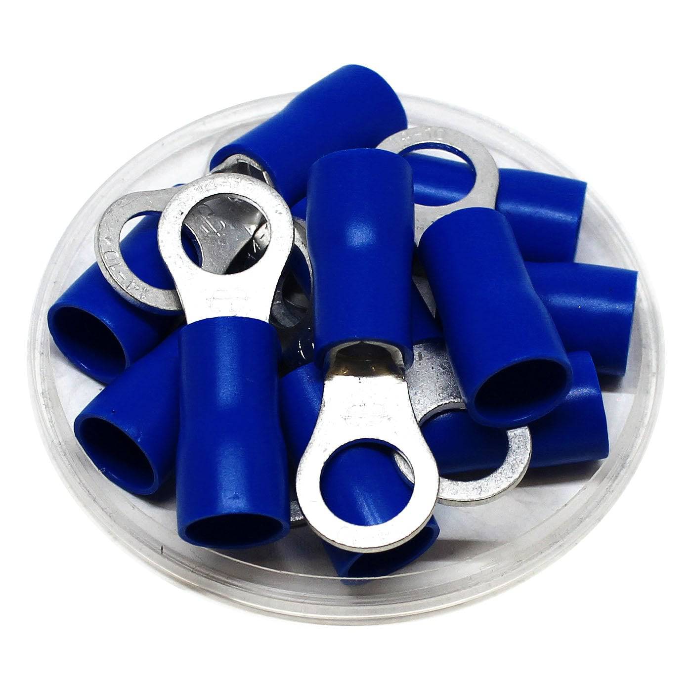 6 AWG PVC Vinyl Insulated Ring Terminals, 3/8" Stud, Brazed Seam, 50 Pieces - RVB14-10