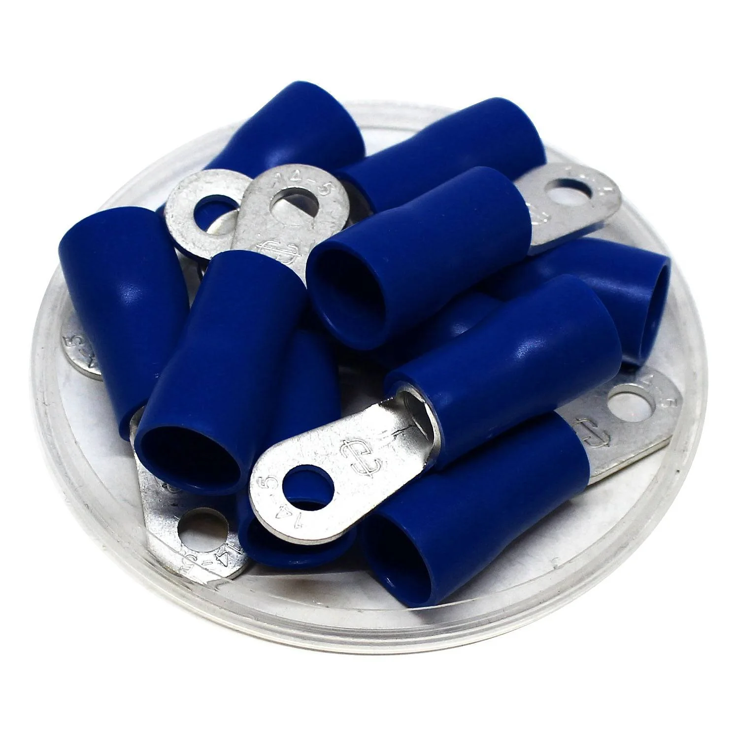 6 AWG PVC Vinyl Insulated Ring Terminals, #10 Stud, Brazed Seam, 50 Pieces - RVB14-5