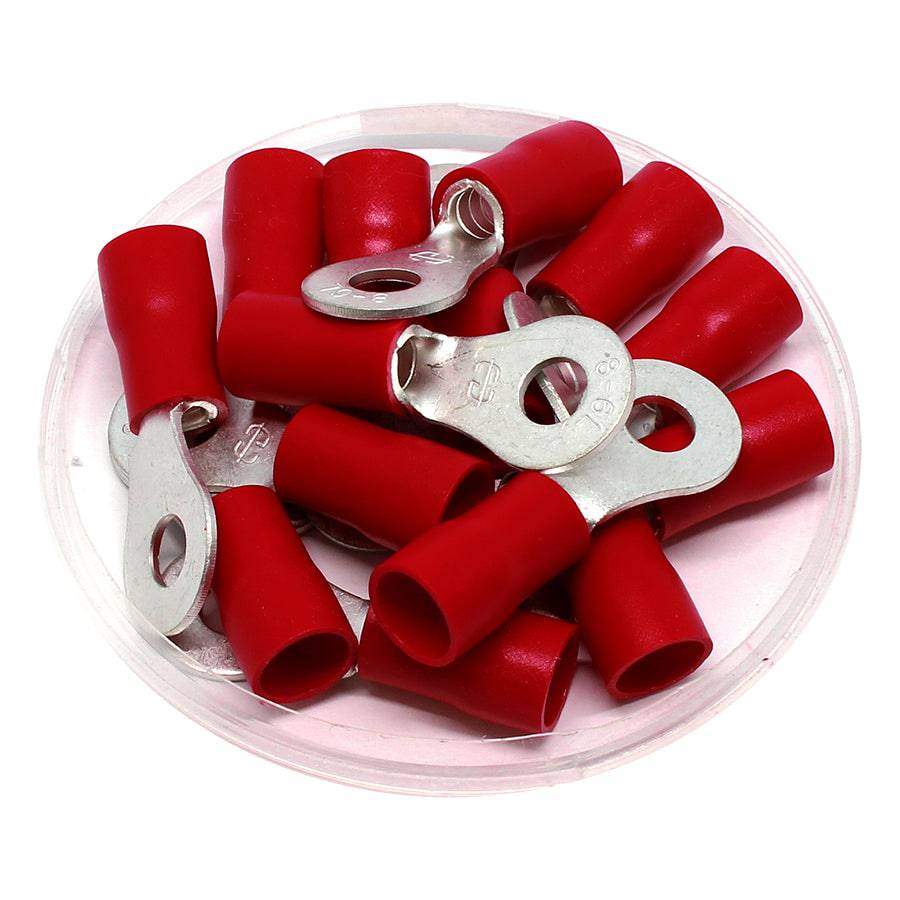 8 AWG PVC Vinyl Insulated Ring Terminals, 1/4" Stud, Brazed Seam, 50 Pieces - RVBL8-6 - Image 2