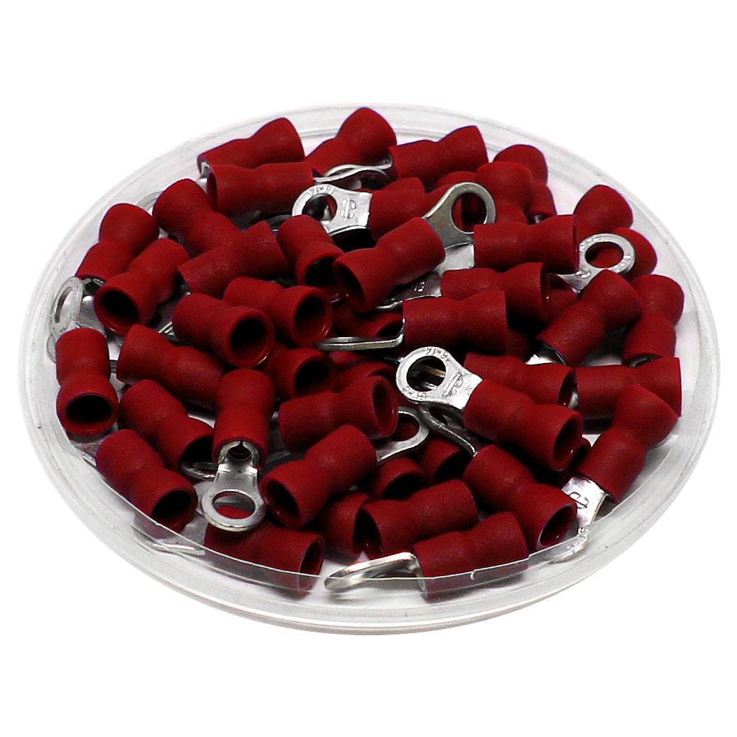 22 to 16 AWG Vinyl Insulated Easy Entry Ring Terminals, #10 Stud, Butted Seam, 100 Pieces - RVE1-5