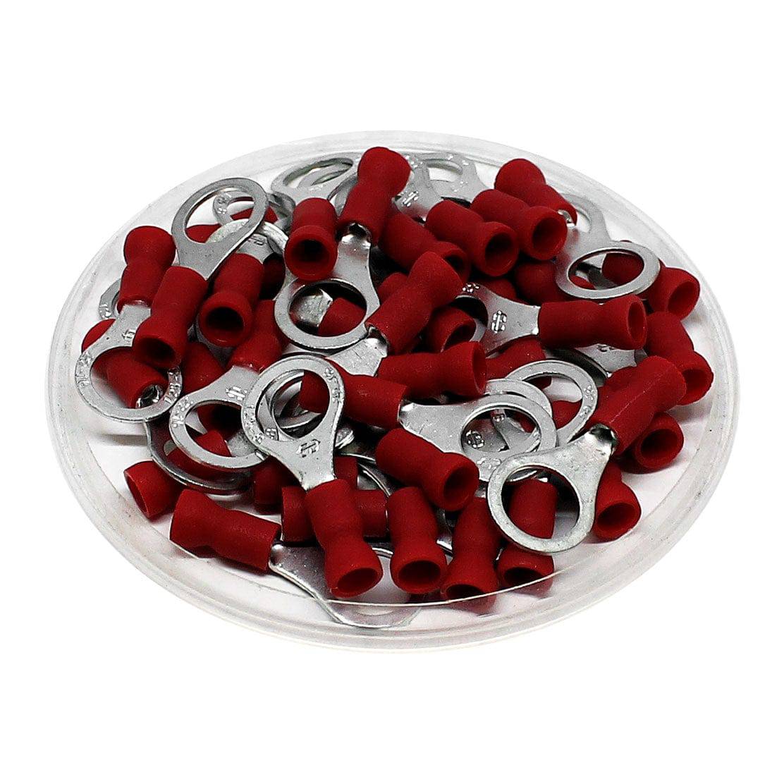22 to 16 AWG Vinyl Insulated Easy Entry Ring Terminals, 5/16" Stud, Butted Seam, 100 Pieces - RVE1-8