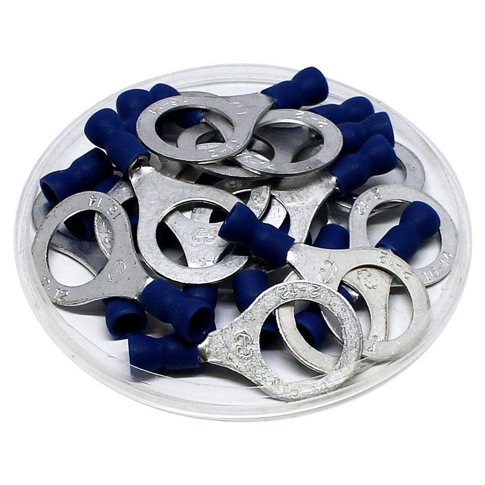 16 to 14 AWG Vinyl Insulated Easy Entry Ring Terminals, 1/2" Stud, Butted Seam, 100 Pieces - RVE2-12