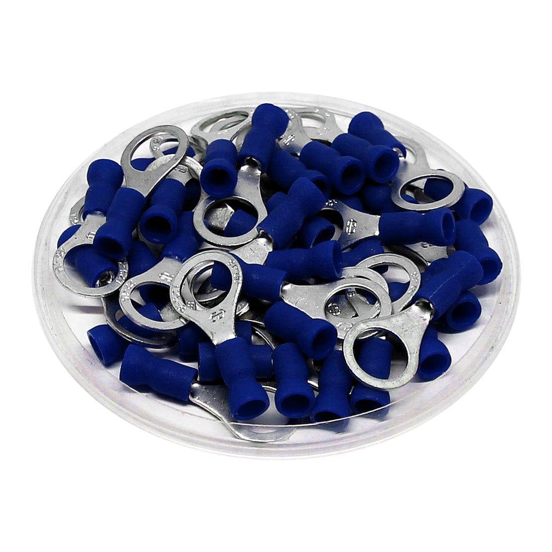 RVE2-8 - 16 to 14 AWG Vinyl Insulated Easy Entry Ring Terminals, 5/16" Stud, Butted Seam, 100 Pieces