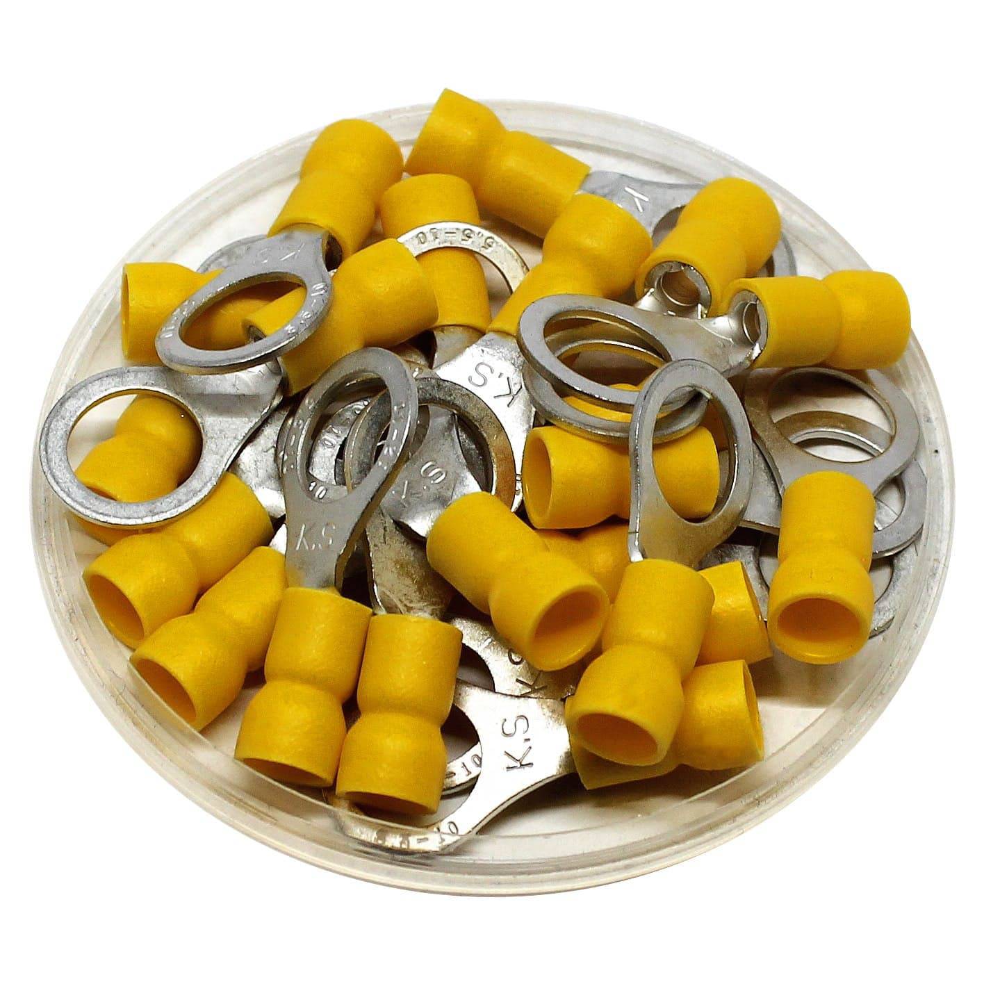 RVE5-10 - 12 to 10 AWG Vinyl Insulated Easy Entry Ring Terminals, 3/8" Stud, 50 Pieces