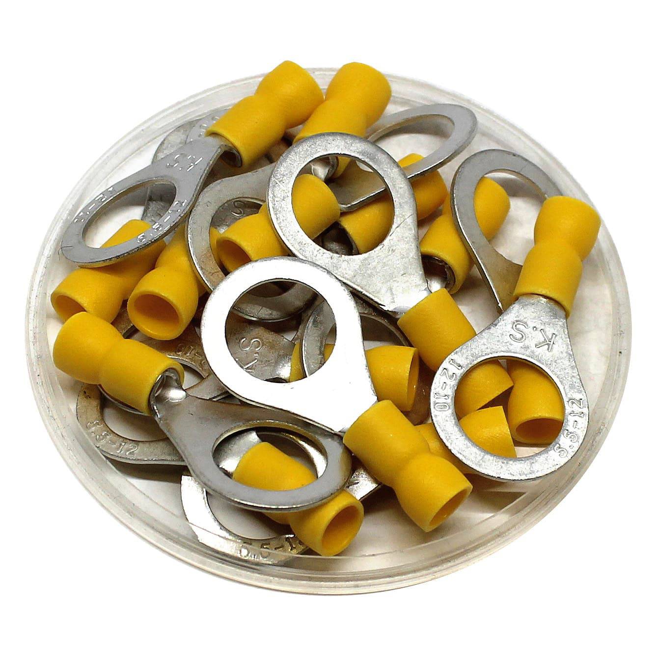 RVE5-12 - 12 to 10 AWG Vinyl Insulated Easy Entry Ring Terminals, 1/2" Stud, 50 Pieces