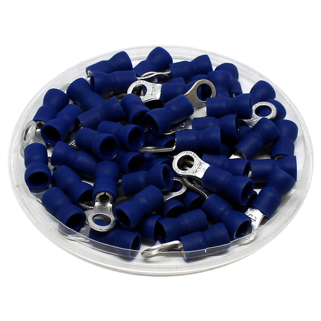 16 to 14 AWG Vinyl Insulated Easy Entry Ring Terminals, #6 Stud, Butted Seam, 100 Pieces - RVES2-37