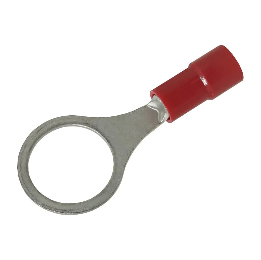 RVY1-10 - 22 to 16 AWG Molded PVC Vinyl Insulated Ring Terminals, Easy Entry, 3/8" Stud, 100 Pieces