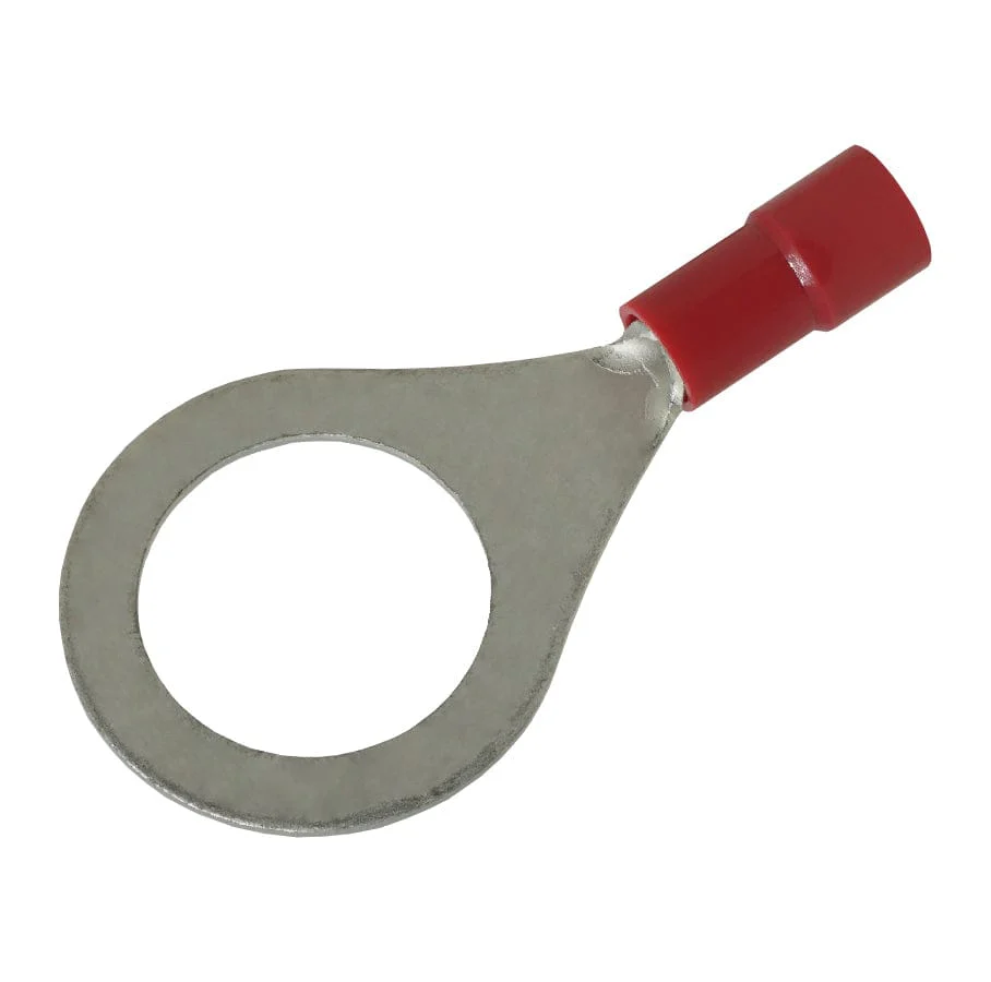 RVY1-12 - 22 to 16 AWG Molded PVC Vinyl Insulated Ring Terminals, Easy Entry, 1/2" Stud, 100 Pieces