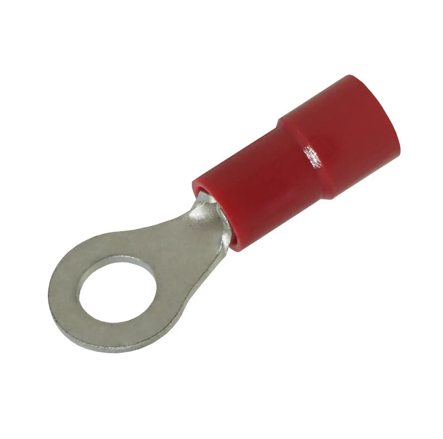 RVY1-5 - 22 to 16 AWG Molded PVC Vinyl Insulated Ring Terminals, Easy Entry, #10 Stud, 100 Pieces