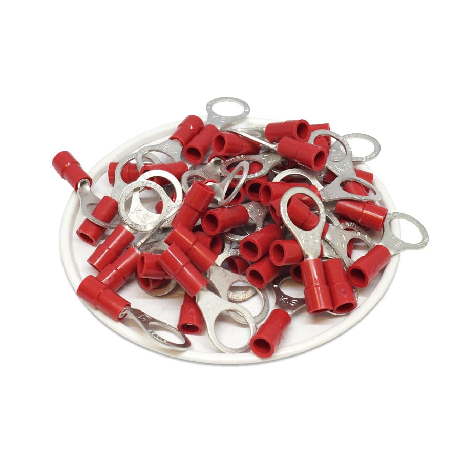 RVY1-8 - 22 to 16 AWG Molded PVC Vinyl Insulated Ring Terminals, Easy Entry, 5/16" Stud, 100 Pieces - Image 2