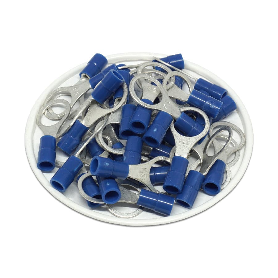 RVY2-10 - 16 to 14 AWG Molded PVC Vinyl Insulated Ring Terminals, Easy Entry, 3/8" Stud, 50 Pieces - Image 2