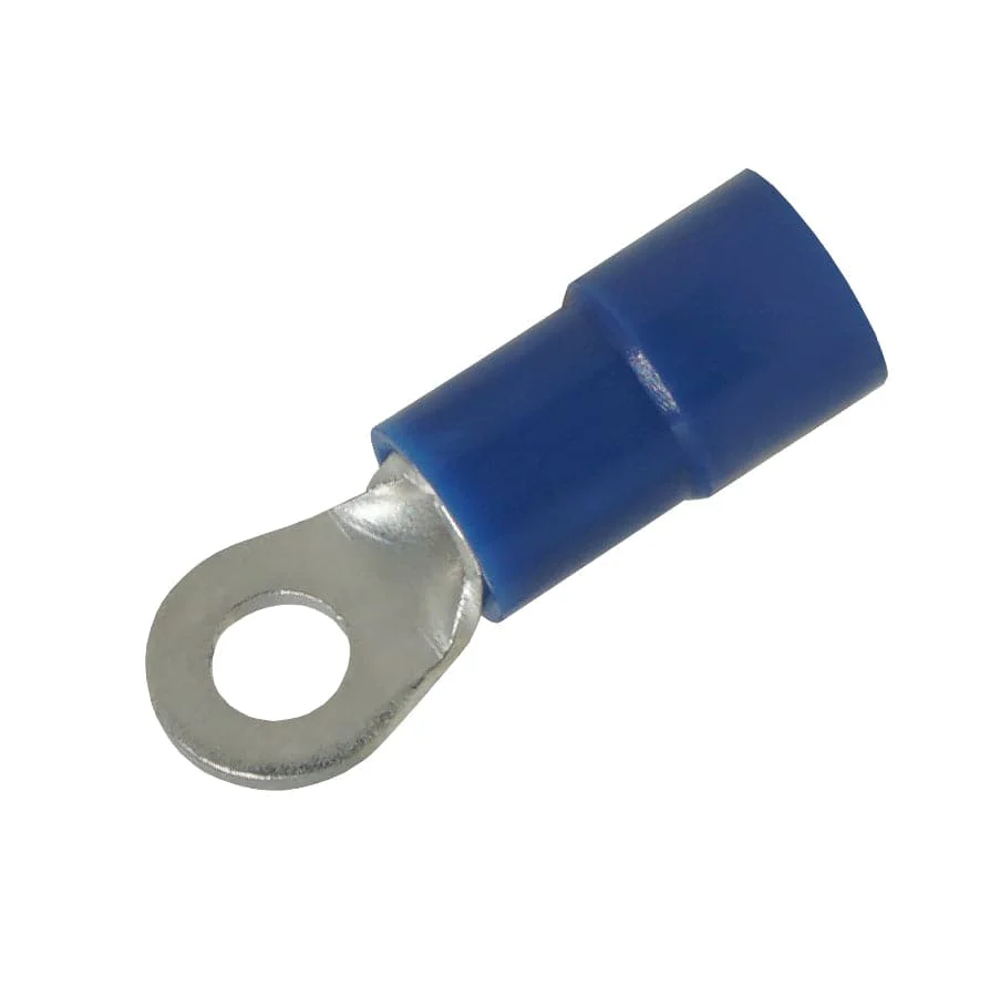 RVY2-32 - 16 to 14 AWG Molded PVC Vinyl Insulated Ring Terminals, Easy Entry, #4 Stud, 100 Pieces