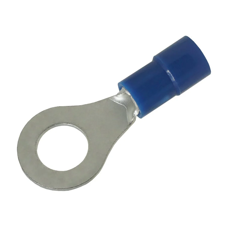 RVY2-6 - 16 to 14 AWG Molded PVC Vinyl Insulated Ring Terminals, Easy Entry, 1/4" Stud, 50 Pieces
