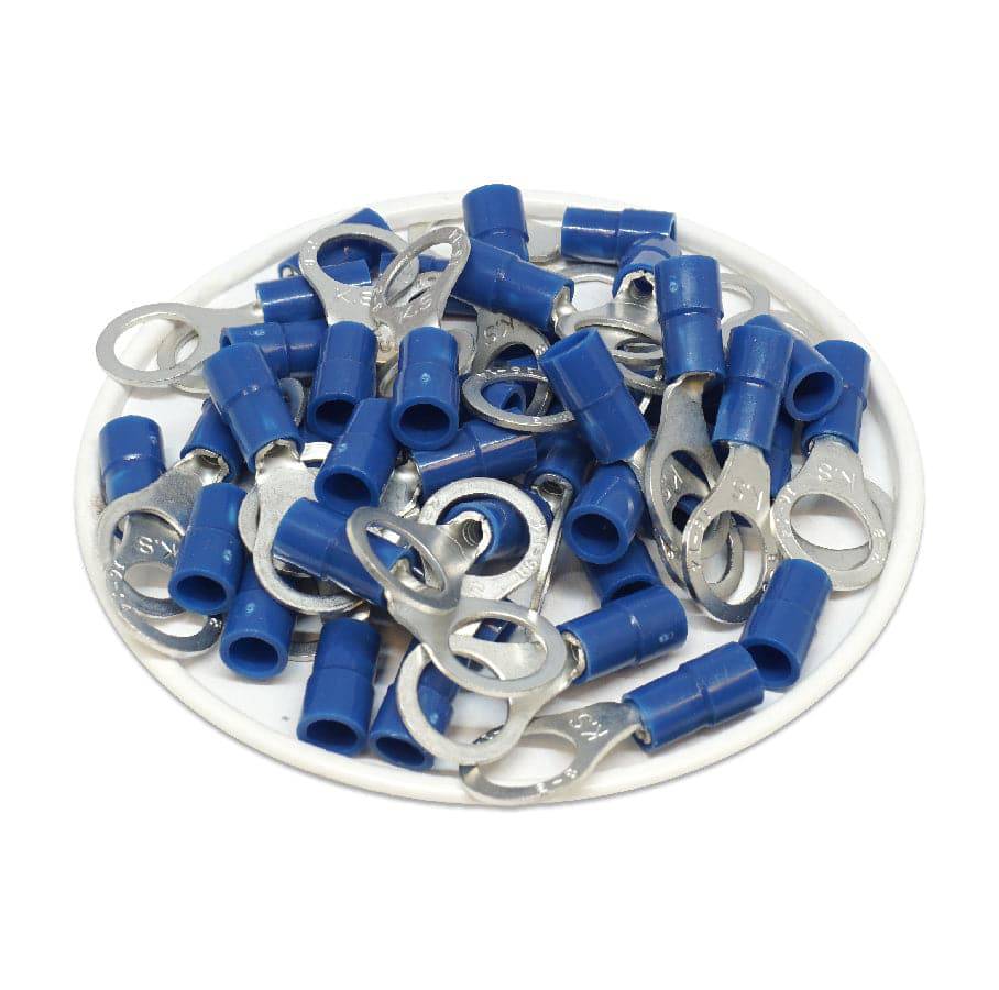 RVY2-8 - 16 to 14 AWG Molded PVC Vinyl Insulated Ring Terminals, Easy Entry, 5/16" Stud, 50 Pieces - Image 2