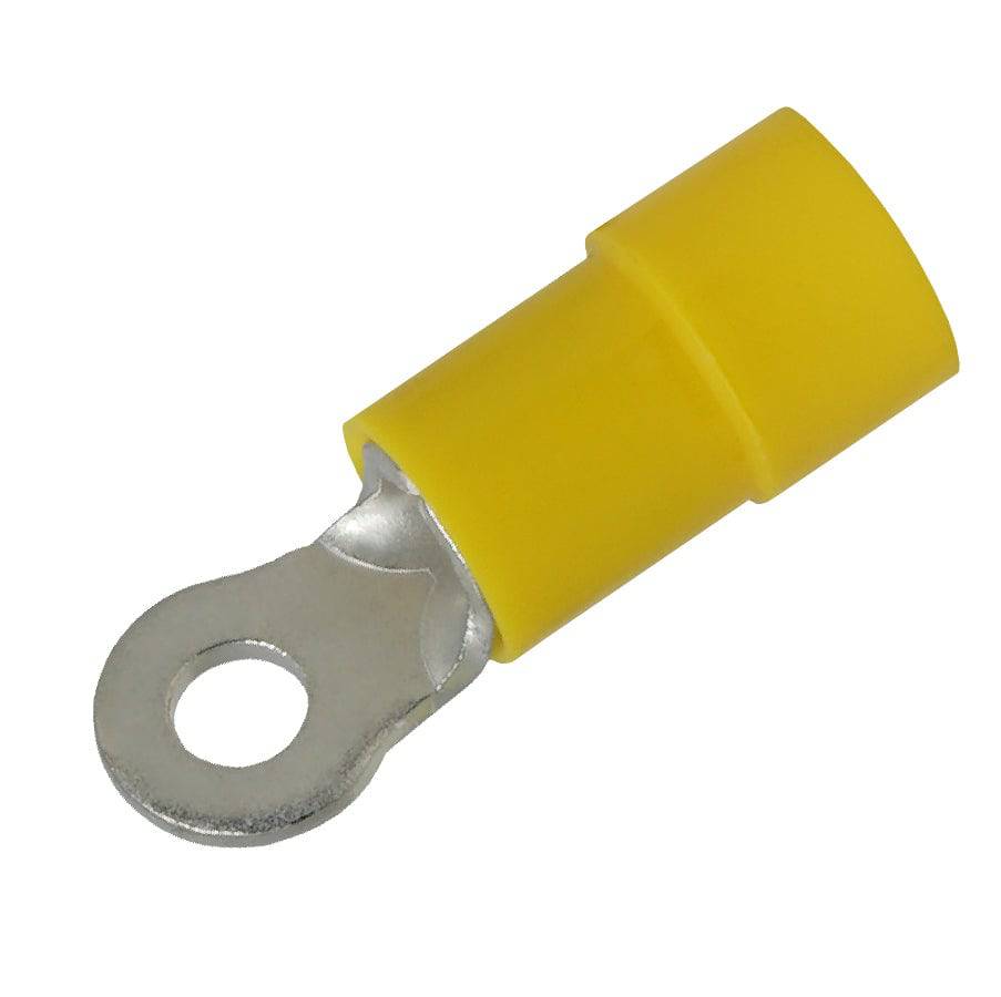 RVY5-32 - 12 to 10 AWG Molded PVC Vinyl Insulated Ring Terminals, Easy Entry, #4 Stud, 50 Pieces