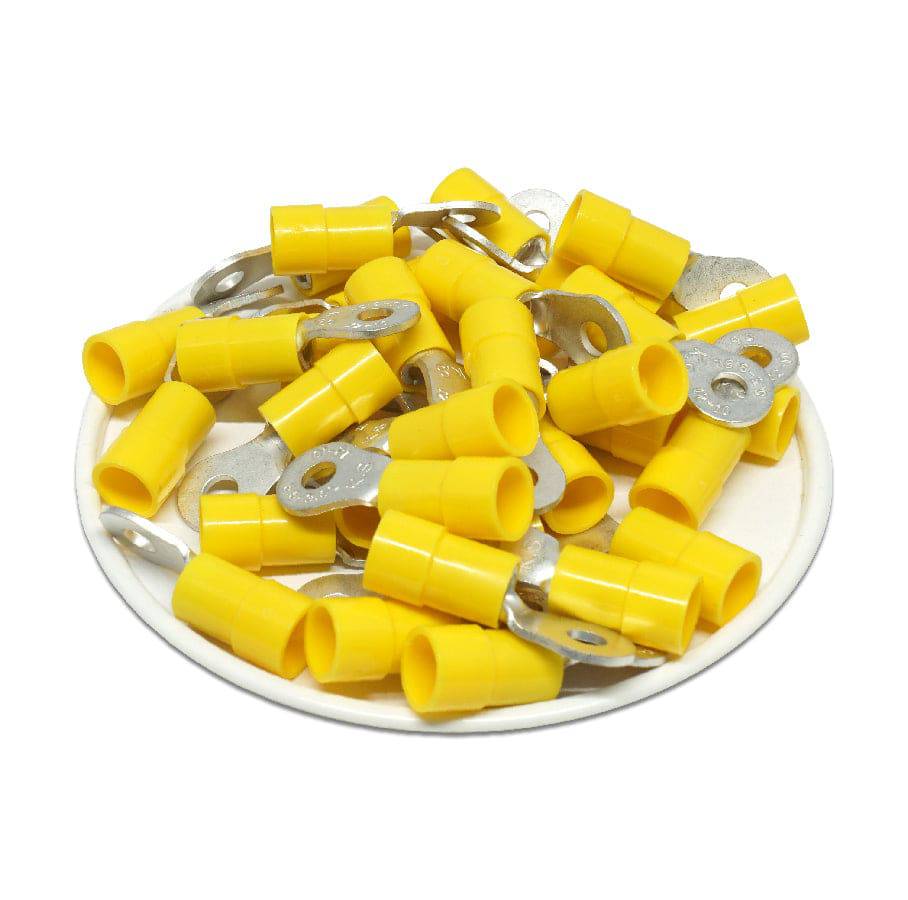 RVY5-37 - 12 to 10 AWG Molded PVC Vinyl Insulated Ring Terminals, Easy Entry, #6 Stud, 50 Pieces - Image 2