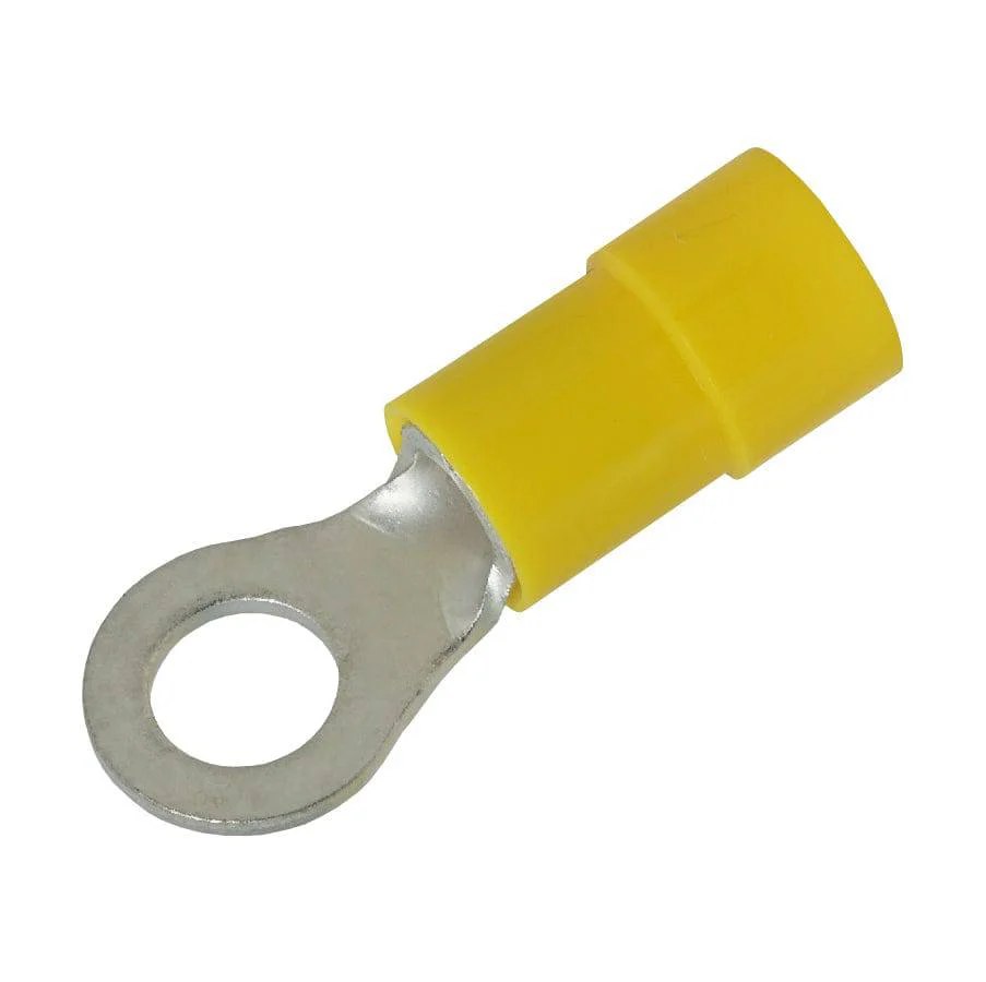 RVY5-5 - 12 to 10 AWG Molded PVC Vinyl Insulated Ring Terminals, Easy Entry, #10 Stud, 50 Pieces