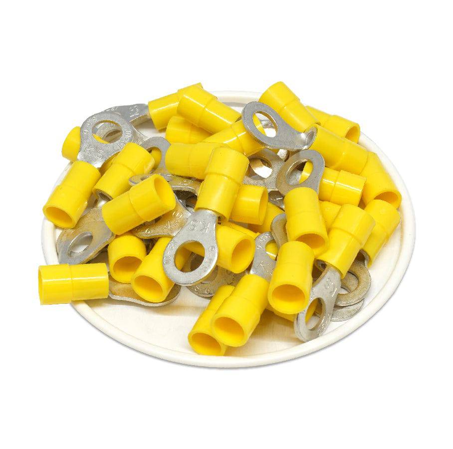 RVY5-6 - 12 to 10 AWG Molded PVC Vinyl Insulated Ring Terminals, Easy Entry, 1/4" Stud, 50 Pieces - Image 2