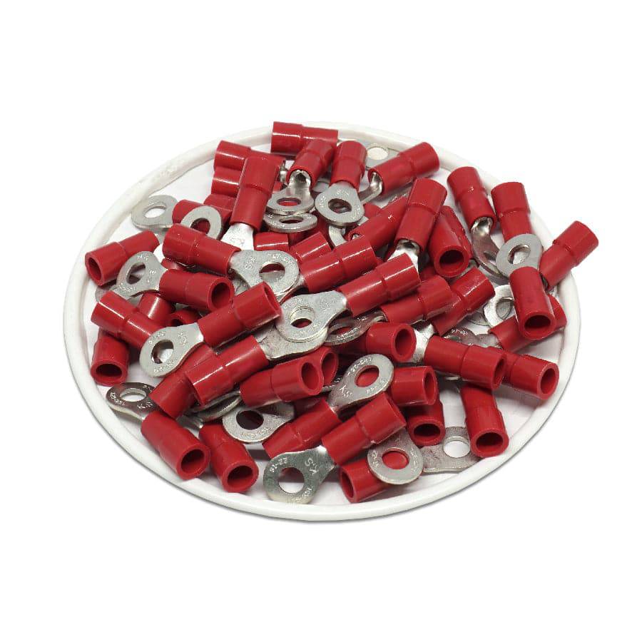 RVYL1-37 - 22 to 16 AWG Molded PVC Vinyl Insulated Ring Terminals, Easy Entry, #6 Stud, 100 Pieces - Image 2