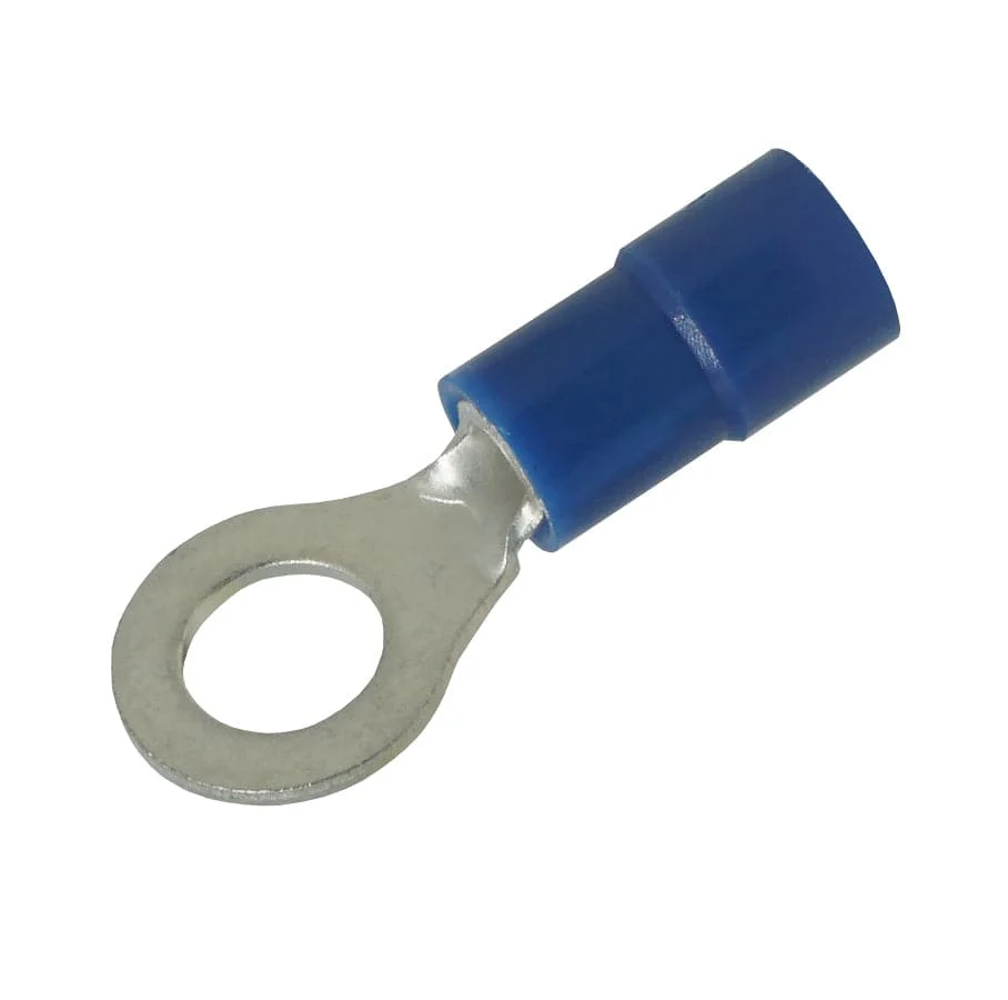 RVYL2-5 - 16 to 14 AWG Molded PVC Vinyl Insulated Ring Terminals, Easy Entry, #10 Stud, 100 Pieces