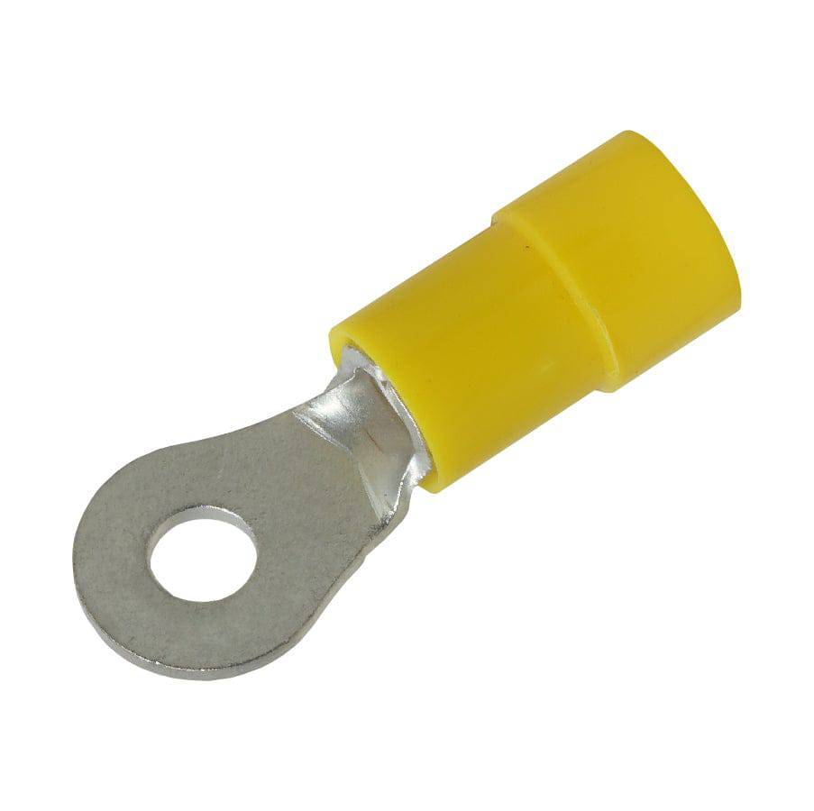 RVYL5-37 - 12 to 10 AWG Molded PVC Vinyl Insulated Ring Terminals, Easy Entry, #6 Stud, 100 Pieces