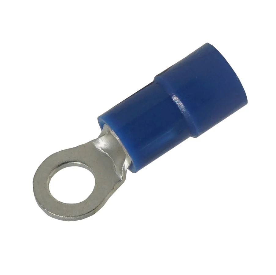 RVYS2-37 - 16 to 14 AWG Molded PVC Vinyl Insulated Ring Terminals, Easy Entry, #6 Stud, 100 Pieces