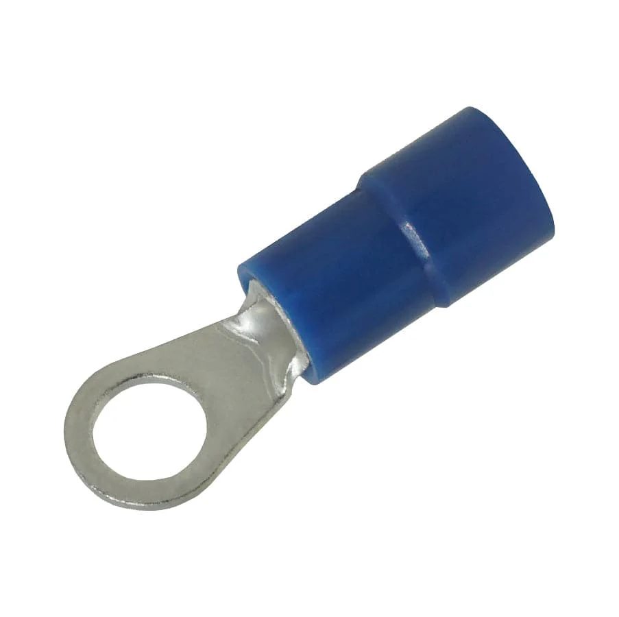 RVYS2-4 - 16 to 14 AWG Molded PVC Vinyl Insulated Ring Terminals, Easy Entry, #8 Stud, 100 Pieces