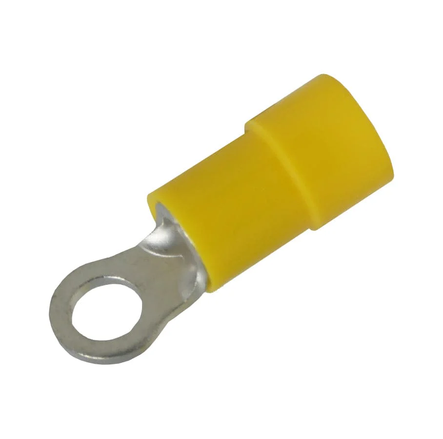 RVYS5-4 - 12 to 10 AWG Molded Vinyl Insulated Ring Terminals, Easy Entry, #8 Stud, 50 Pieces