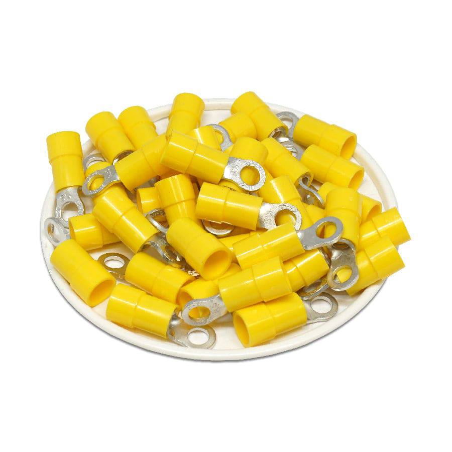 RVYS5-4 - 12 to 10 AWG Molded Vinyl Insulated Ring Terminals, Easy Entry, #8 Stud, 50 Pieces - Image 2