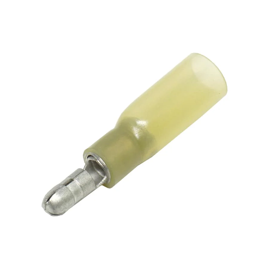 SBTM102-4 - 12 to 10 AWG Heat Shrink Bullet Connectors, Male, Size: 0.16", Yellow, 25 Pieces