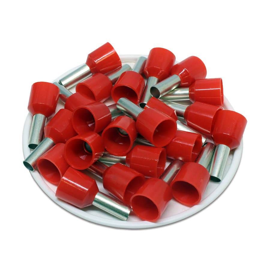 SC100012D - 8 AWG Insulated Wire Ferrules, 12mm Pin, Red, XXL Collar, Short Circuit Protection, 100 Pieces