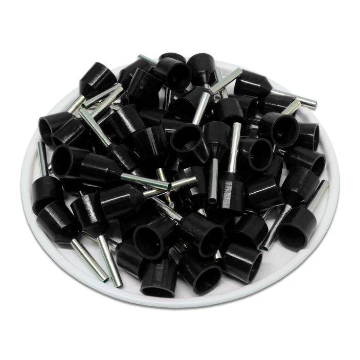 SC15010D - 16 AWG Insulated Wire Ferrules, 10mm Pin, Black, XXL Collar, Short Circuit Protection, 100 Pieces