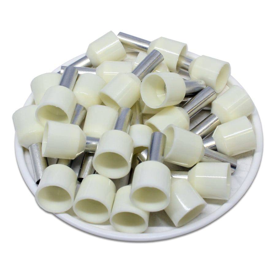 SC160012T - 6 AWG Insulated Wire Ferrules, 12mm Pin, White, XXL Collar, Short Circuit Protection, 100 Pieces