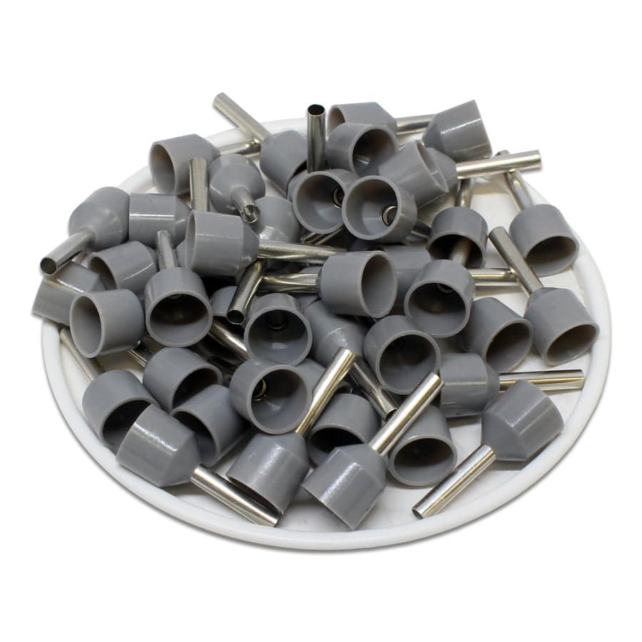 SC25012T - 14AWG (12mm Pin) Short Circuit Ferrules - Gray, 100 Pieces