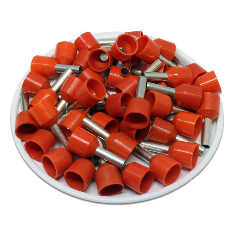 SC40010T - 12 AWG Insulated Wire Ferrules, 10mm Pin, Orange, XXL Collar, Short Circuit Protection, 100 Pieces