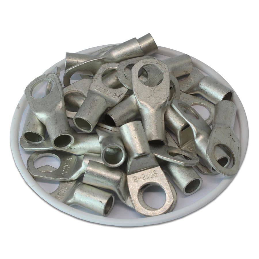SCH168 - 6 AWG Non Insulated Tubular Ring Lugs, 5/16" Stud, 50 Pieces