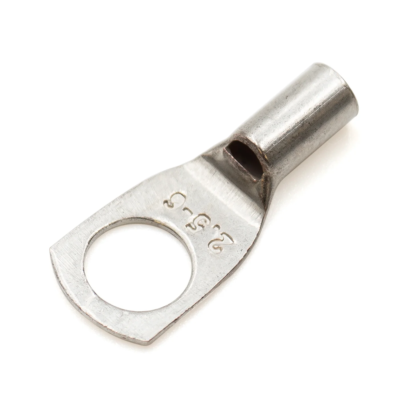 SCH25-6 - 14 AWG Non Insulated Tubular Ring Lugs, 1/4" Stud, 100 Pieces - Image 2