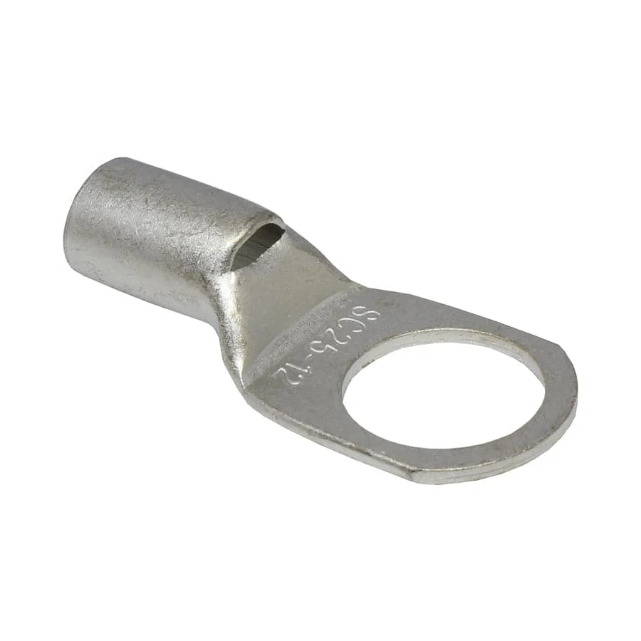SCH2512 - 4 AWG Non Insulated Tubular Ring Lugs, 1/2" Stud - 25 Pieces