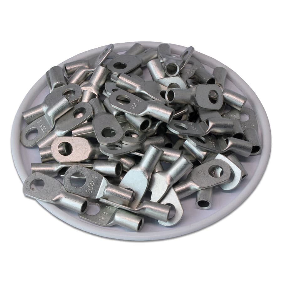 SCH44 - 12 AWG Non Insulated Tubular Ring Lugs, #8 Stud, 100 Pieces