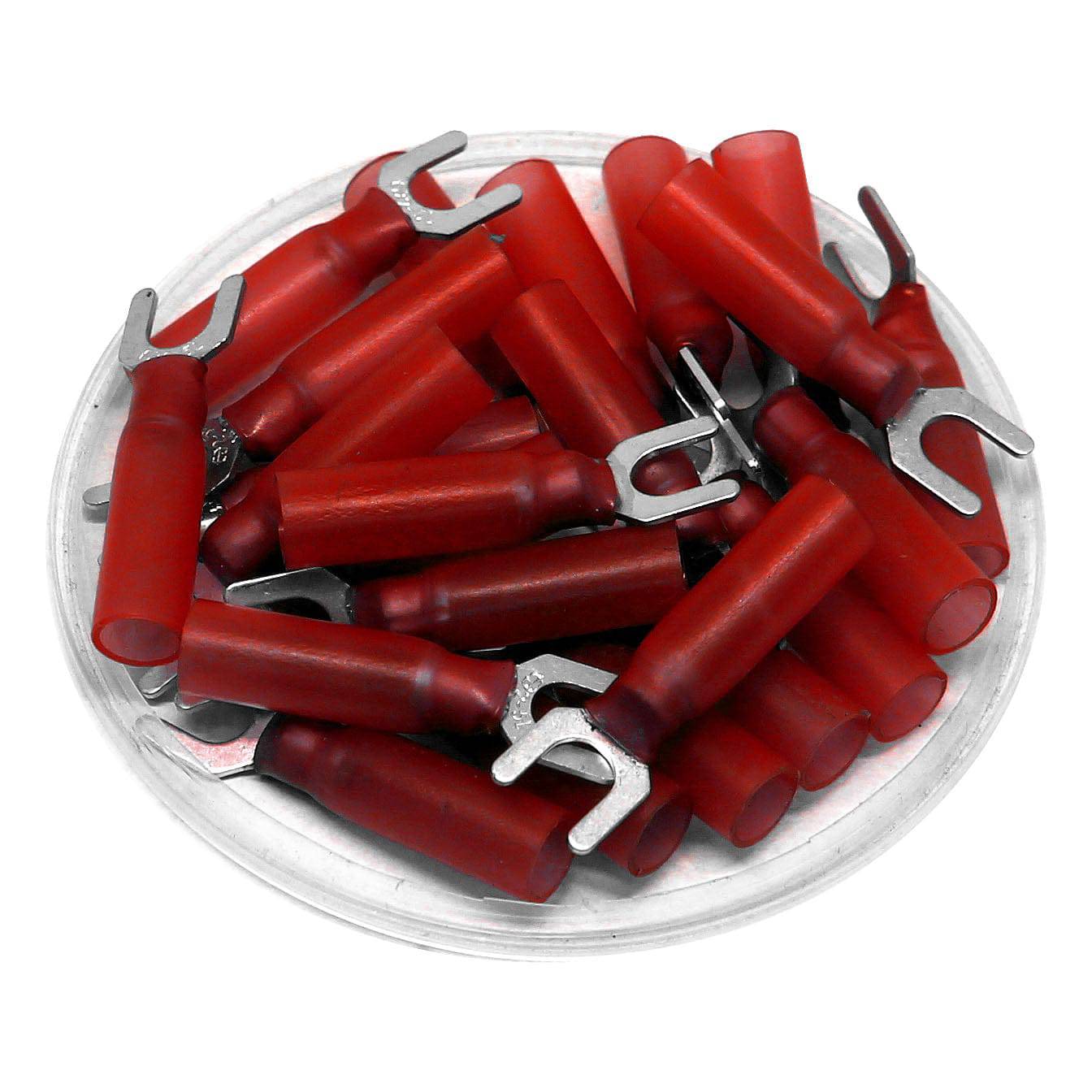 22 to 16 AWG Heat Shrink Spade Terminals, #10 Stud, Polyethylene, 25 Pieces - SHTL1-5