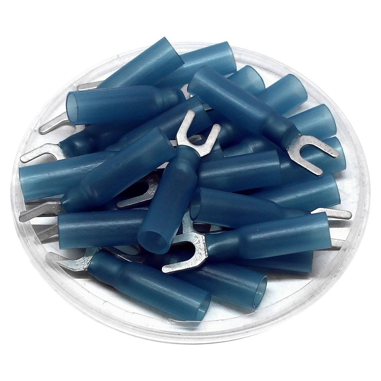 16 to 14 AWG Heat Shrink Spade Terminals, #6 Stud, Polyethylene, 25 Pieces - SHTL2-3.7