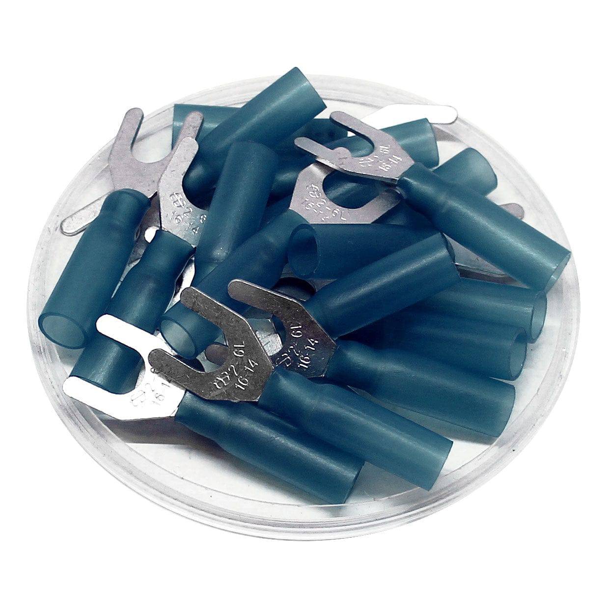 16 to 14 AWG Heat Shrink Spade Terminals, 1/4" Stud, Polyethylene, 25 Pieces - SHTL2-6