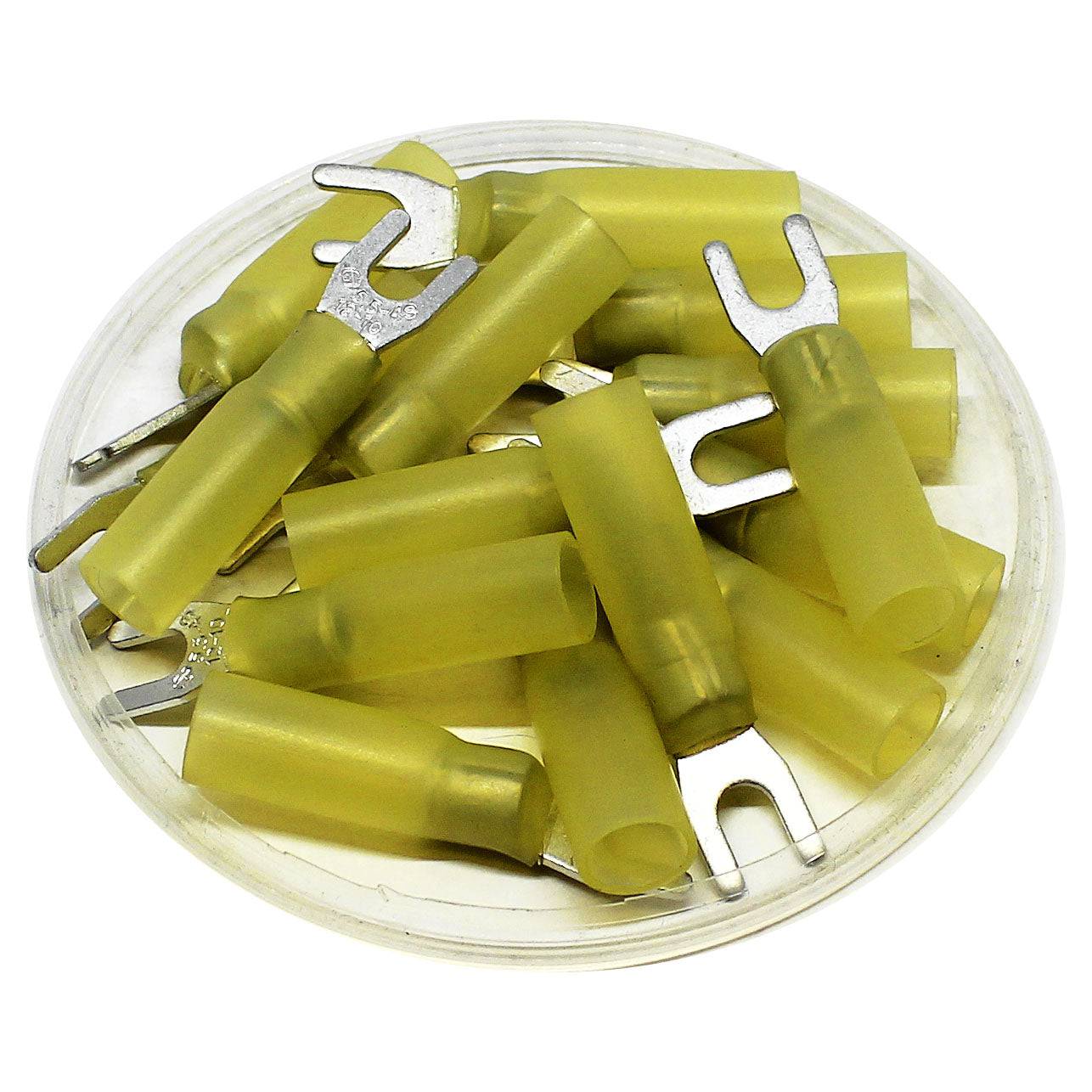 SHTS5-4 - 12 to 10 AWG Heat Shrink Spade Terminals, #8 Stud, Polyethylene, 10 Pieces
