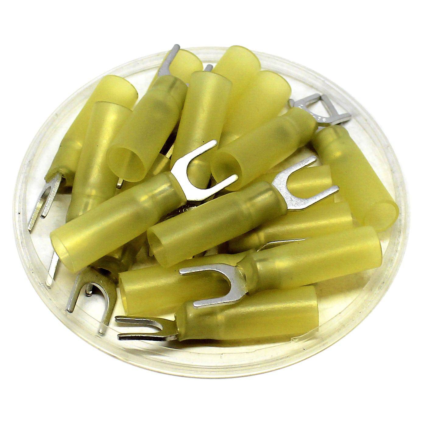 SHTS5-6 - 12 to 10 AWG Heat Shrink Spade Terminals, 1/4" Stud, Polyethylene, 10 Pieces