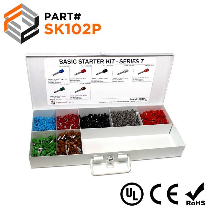 SK102P - 20 to 8 AWG Wire Ferrules Basic Kit, 2,450-Pieces, Series T, 1 Kit