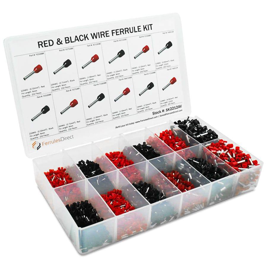 SK2212AV - 2,900-Piece Wire Ferrule Black & Red Assortment Kit, 22 to 12 AWG Range, 1 Kit